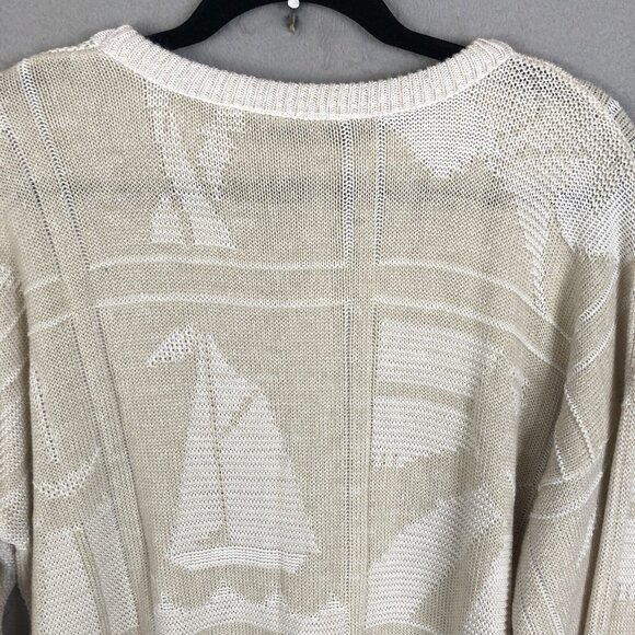 Vintage Tanto Pelo Sweater Mens Extra Large Cream White Boat Yacht Cruise Resort - Picture 15 of 16